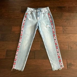 H&M Divided Embroidered High Rise Jeans Size 8